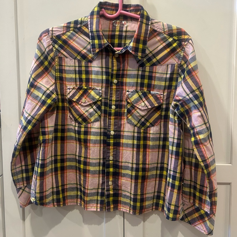 Mother twirl my ex's plaid crop button down shirt